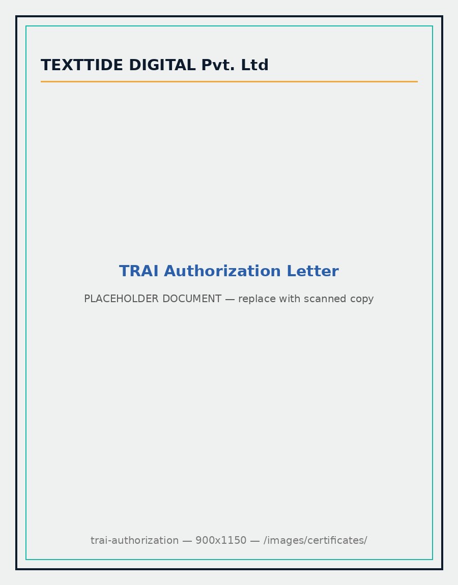 TRAI authorisation certificate